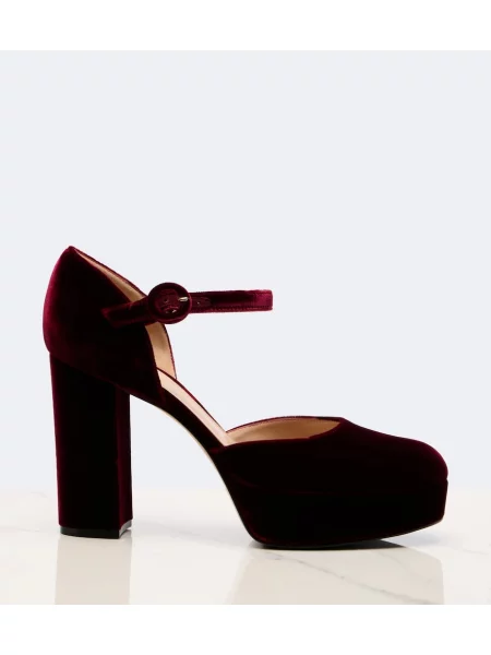 Pantofi cu toc Gianvito Rossi de catifea cu platformă