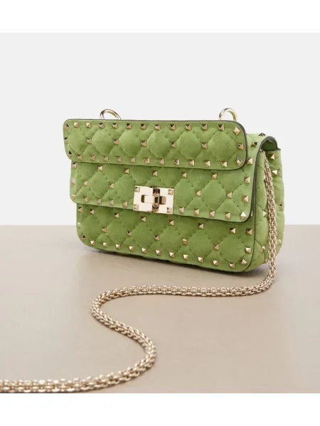 Top Valentino Garavani din piele de căprioară verde