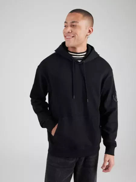 GUESS Hanorac CHENILLE | Oversize fit negru