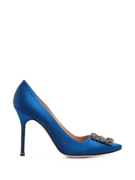 Полуотворени обувки Manolo Blahnik с катарама синьо