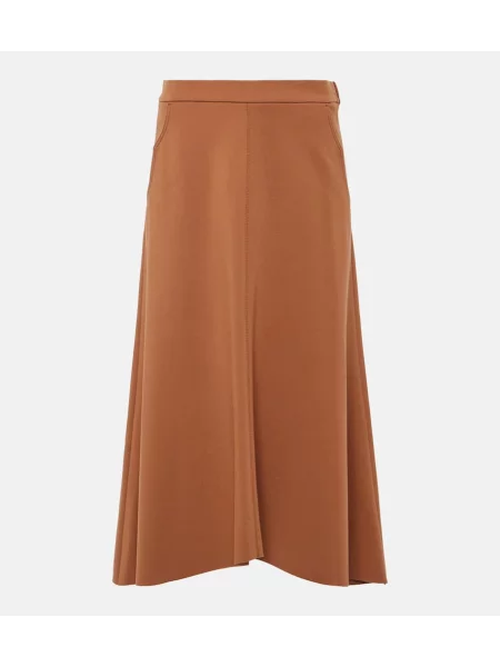 Fustă midi Dorothee Schumacher din jerseu până la genunchi maro