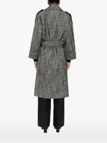 Palton Pinko cu model herringbone negru