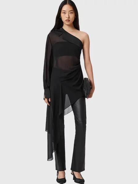 AllSaints bluză de pentru femei uni negru