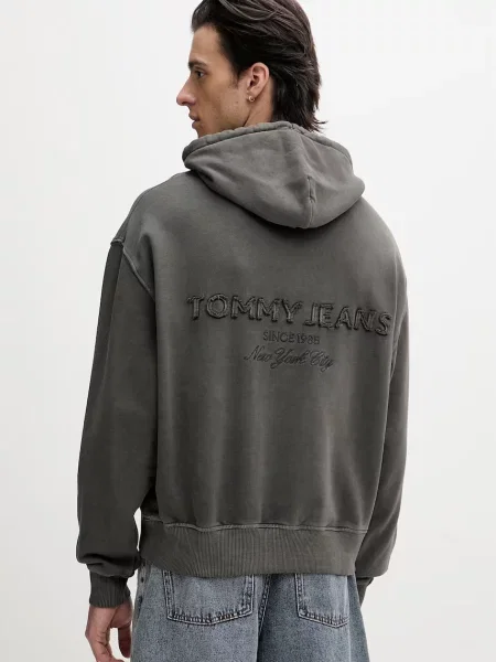 Tommy Jeans dukserica sa kapuljačom za muškarce od pamuka siva