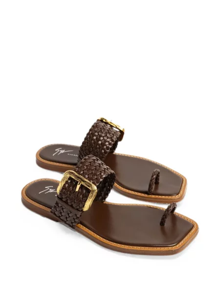 Sandale Giuseppe Zanotti fără toc cu bretele maro