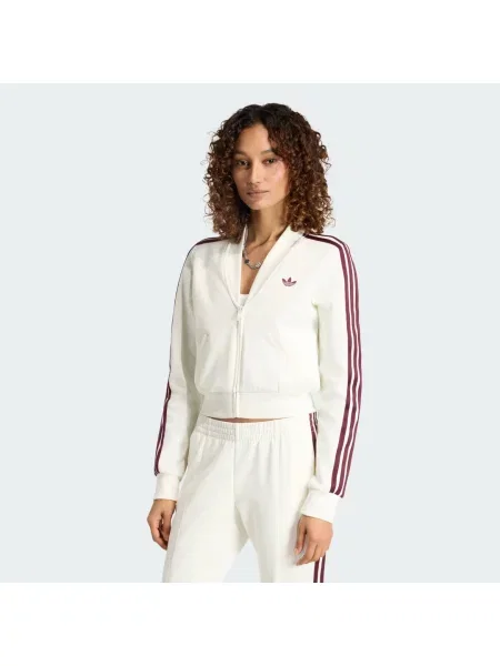 BLUZA DRESOWA SUPERSTAR Z DEKOLTEM W SEREK biała