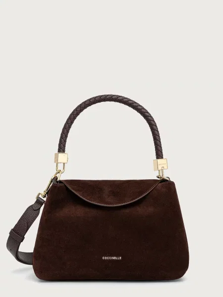 Coccinelle чанта crossbody дамска от велур кафяво