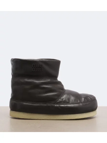 Cizme scurte Miu Miu din piele maro