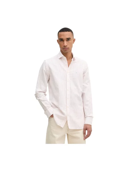 Hackett London koszula z dodatkiem lnu pomarańczowa