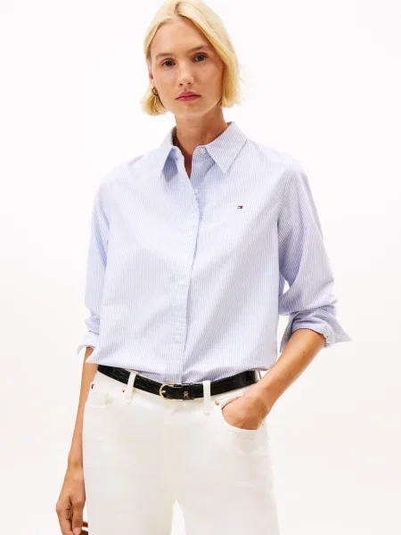 TOMMY HILFIGER Blúzka modrosivá biela