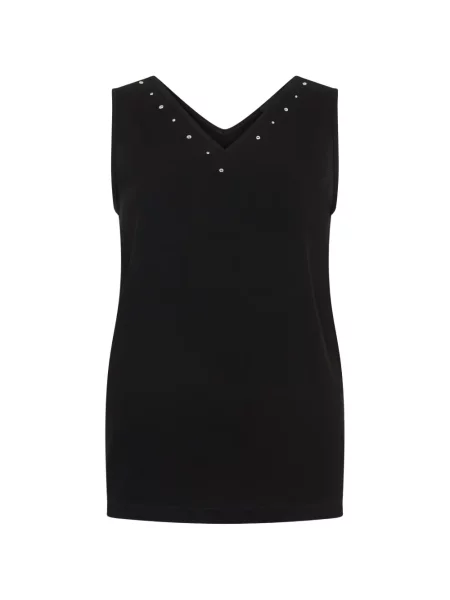 Top Fabiana Filippi z dekoltem w serek z ćwiekami czarny