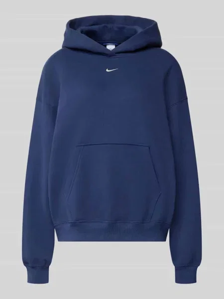 Oversized bluza z kapturem z mieszanki bawełny Nike granatowa