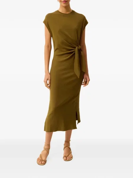 Rochie midi Marie Oliver cu legături verde