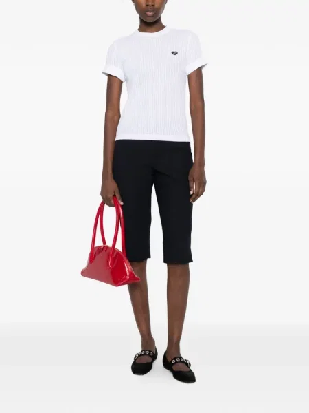 Оребрен тениска Maison Labiche с апликация със сърца бяло