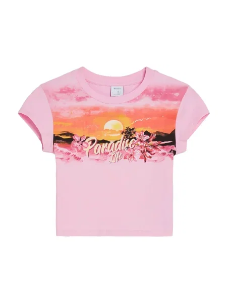 Bershka Tricou portocaliu / fucsia / roz negru