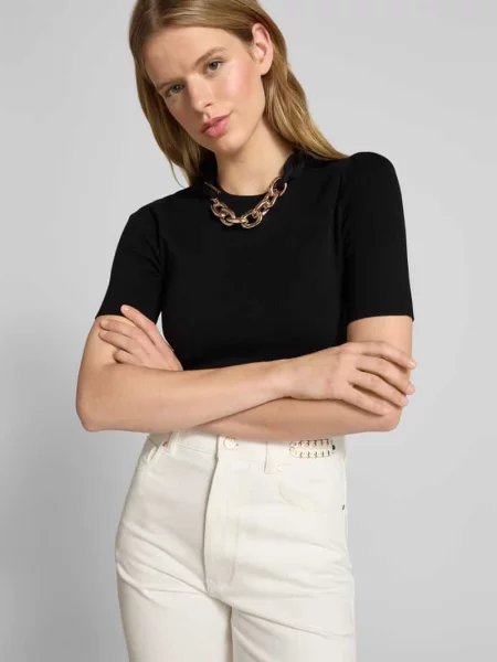 Sweter z imitacji dzianiny Rabanne czarny