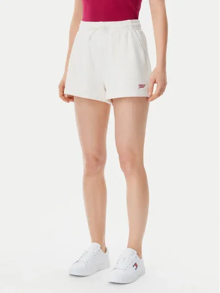 Tommy Jeans Pantaloni scurți sport Script Écru