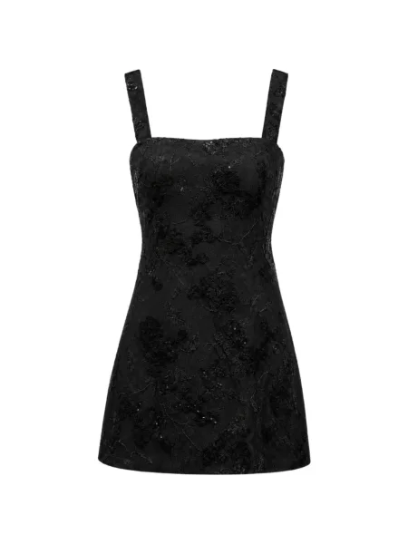 Rochie Ow Collection cu paiete cu model floral din dantelă negru