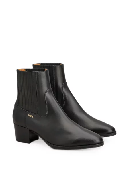Cizme scurte Tod's din piele cu autograf negru