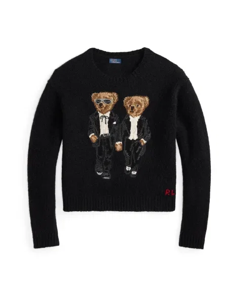 Polo Ralph Lauren Pulover bež / brokat bijela crna