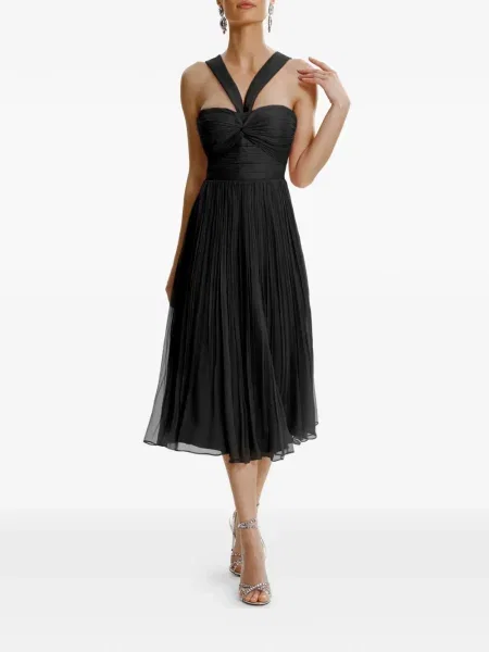 Rochie midi Framboise fără mâneci plisată până la genunchi negru