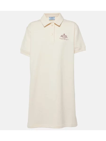 Rochie Prada din fleece de costum alb