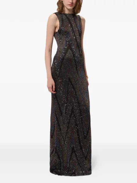 Rochie Missoni cu paiete tricotate maro