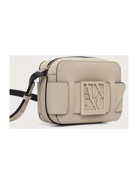 Armani Exchange torebka crossbody z imitacji skóry beżowa