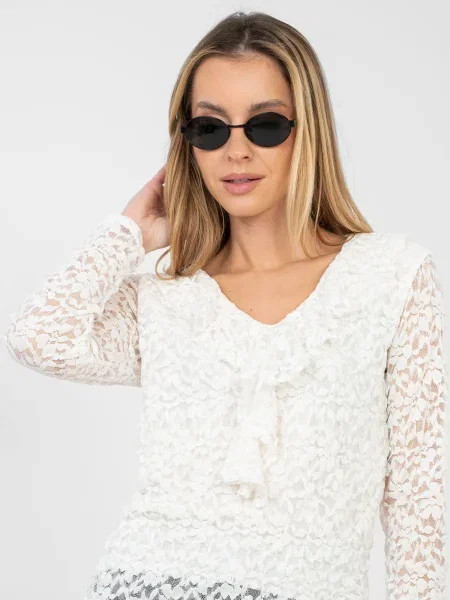 Bluză Rue Paris din dantelă alb