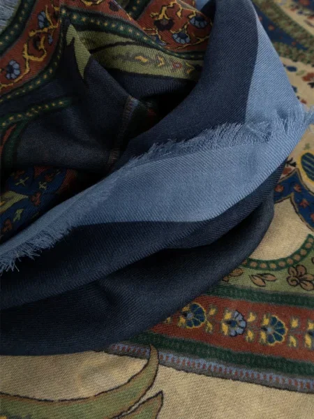 Fular Etro cu model paisley albastru