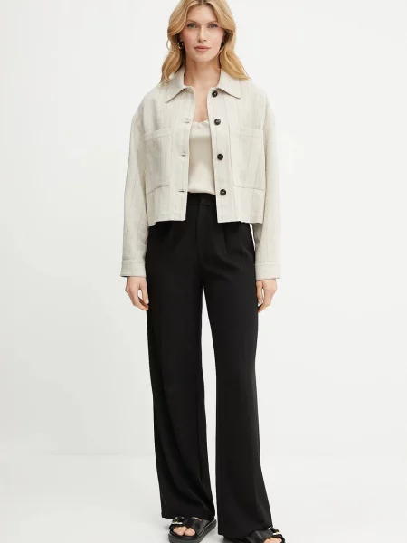 MAX&Co. kurtka koszulowa z domieszką lniu beżowy