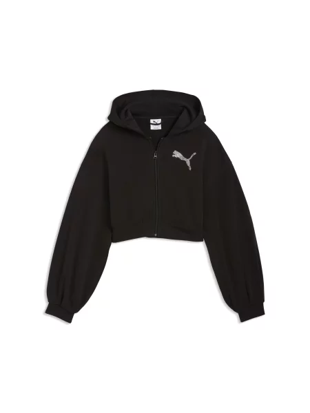 PUMA rozpinana bluza z kapturem Essentials Graphics Bedazzled Odzież S czarny