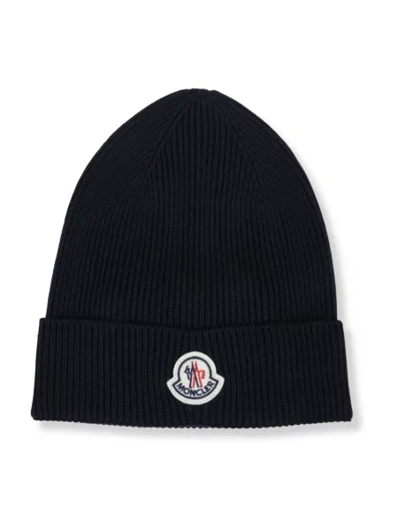 Czapka Moncler wełniana z logo niebieska