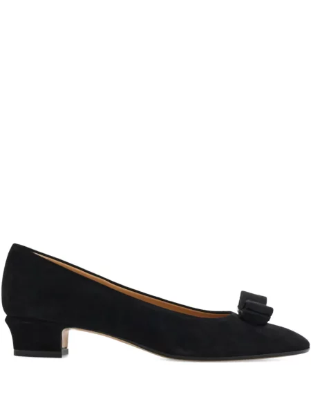 Pantofi cu toc Ferragamo cu funde negru