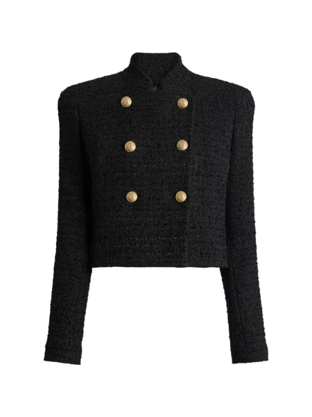 Geacă Balmain din tweed negru