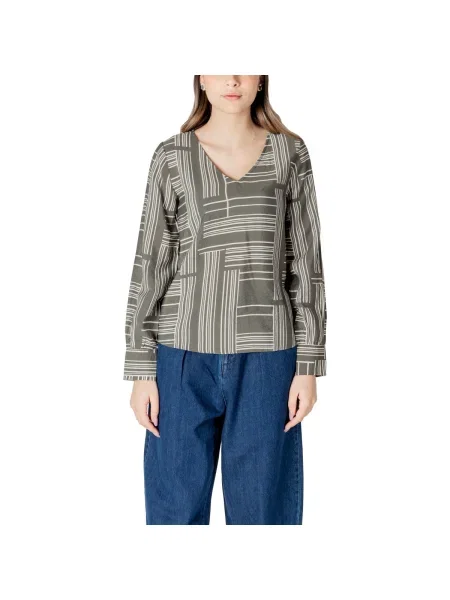 Bluză Jacqueline De Yong lungă cu mâneci lungi albastru