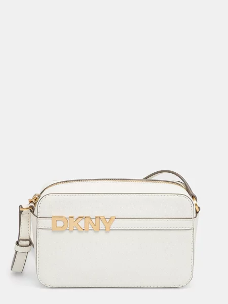 Кожена чанта Dkny бежово