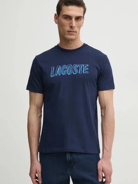 Тениска Lacoste с принт тъмносиньо