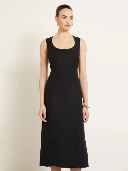 Jacquemus Večerní Šaty La Robe Tablier Z Lnu černá