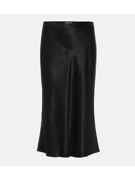 Fustă midi Vince din satin până la genunchi negru