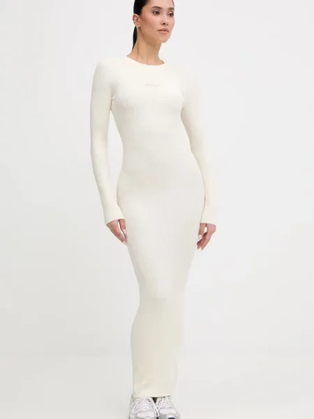 Guess sukienka FLAMINIA maxi dopasowana beżowy