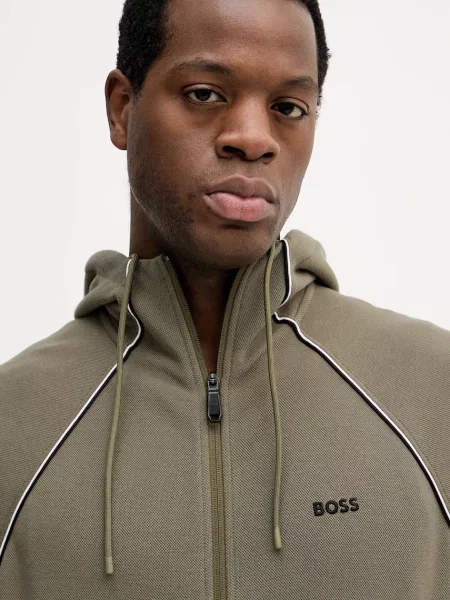 Кофта BOSS Green з капюшоном однотонна зелений