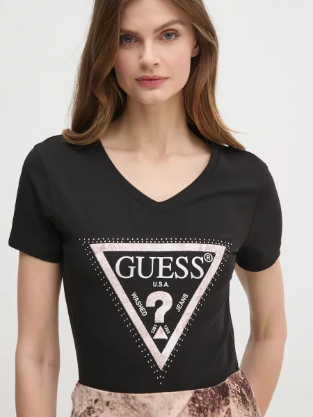T-shirt z nadrukiem z logo model ‘PYTHON’ Guess czarna