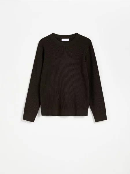 Reserved Pulover din tricot striat maro