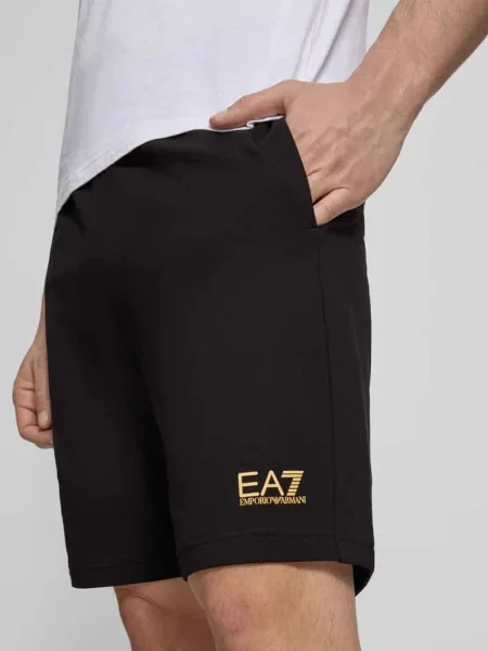 Szorty z elastycznym pasem Ea7 Emporio Armani czarne