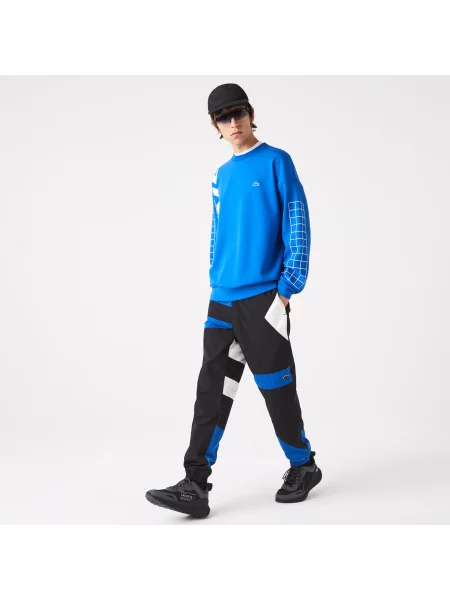 Lacoste Patchworkowe Wodoodporne Spodnie Dresowe granatowe