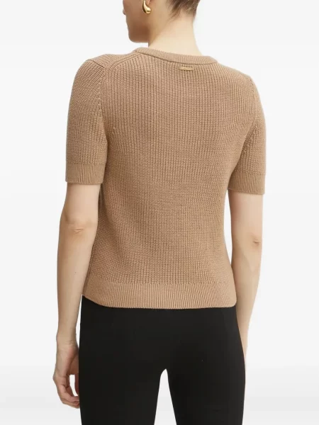 Кожено портмоне Michael Michael Kors с връзки с принт кафяво