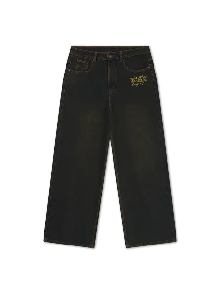 Ed Hardy Jeans albastru / auriu / verde / denim negru