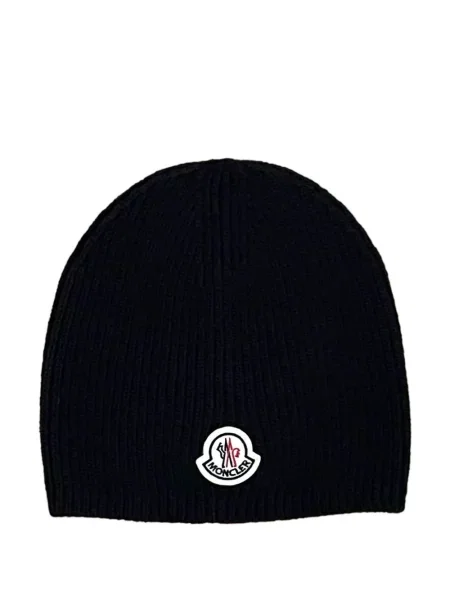 Căciulă Moncler tricotate cu autograf negru