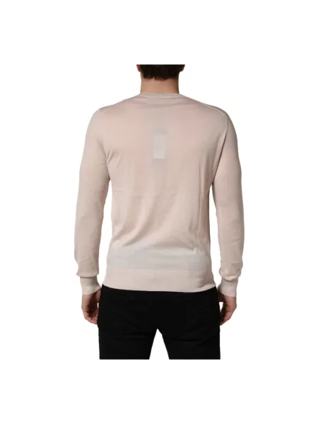 Sweter Dolce And Gabbana z dekoltem w serek beżowy